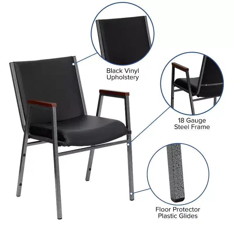 Silla apilable de alta resistencia con brazos de la serie HERCULES