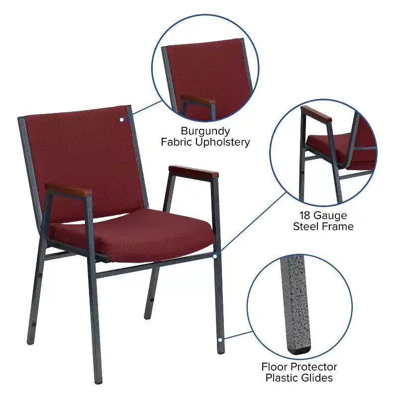 Silla apilable de alta resistencia con brazos de la serie HERCULES