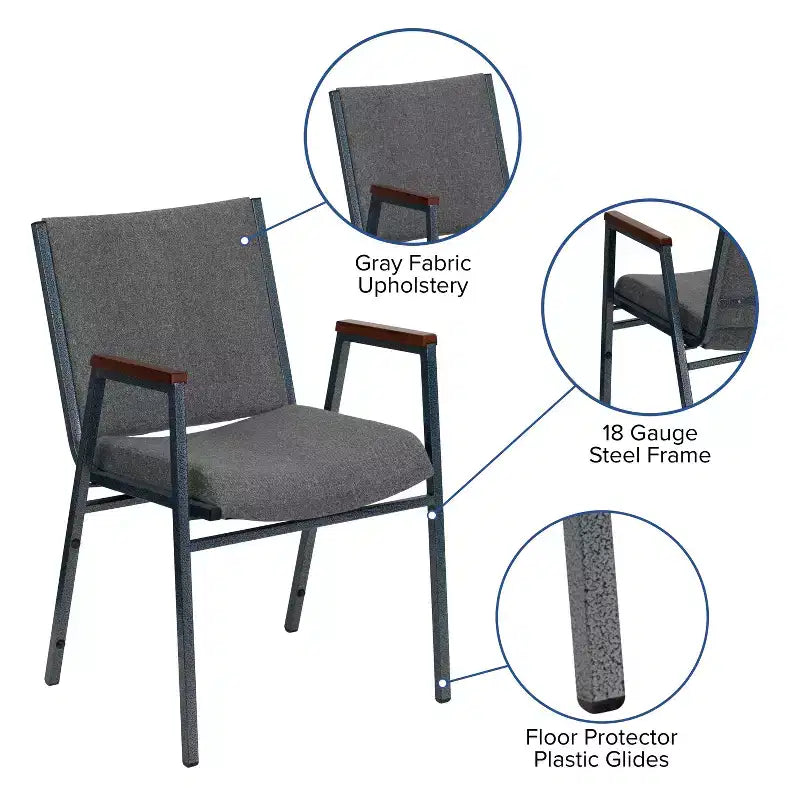 Silla apilable de alta resistencia con brazos de la serie HERCULES