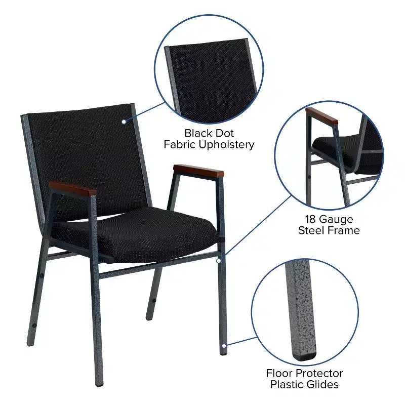 Silla apilable de alta resistencia con brazos de la serie HERCULES