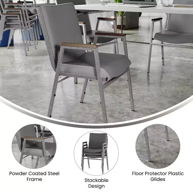 Silla apilable de alta resistencia con brazos de la serie HERCULES