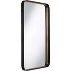 Espejo de pared decorativo rectangular Andi, moderno, con borde biselado, marco de hierro negro y dorado, 61 cm de ancho para baño, dormitorio, hogar, entrada