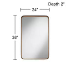 Espejo de pared decorativo rectangular Andi, moderno, con borde biselado, marco de hierro negro y dorado, 61 cm de ancho para baño, dormitorio, hogar, entrada