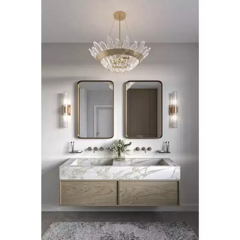 Espejo de pared decorativo rectangular Andi, moderno, con borde biselado, marco de hierro negro y dorado, 61 cm de ancho para baño, dormitorio, hogar, entrada