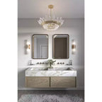 Espejo de pared decorativo rectangular Andi, moderno, con borde biselado, marco de hierro negro y dorado, 61 cm de ancho para baño, dormitorio, hogar, entrada