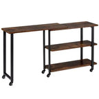 Costway Patented Sofa Side End Table 360 Rotating Bookcase w/Storage Shelves & Wheels Brown/Rustic Brown/Natural