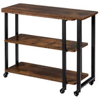Costway Patented Sofa Side End Table 360 Rotating Bookcase w/Storage Shelves & Wheels Brown/Rustic Brown/Natural
