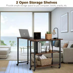 Costway Patented Sofa Side End Table 360 Rotating Bookcase w/Storage Shelves & Wheels Brown/Rustic Brown/Natural
