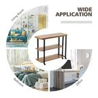Costway Patented Sofa Side End Table 360 Rotating Bookcase w/Storage Shelves & Wheels Brown/Rustic Brown/Natural