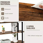 Costway Patented Sofa Side End Table 360 Rotating Bookcase w/Storage Shelves & Wheels Brown/Rustic Brown/Natural
