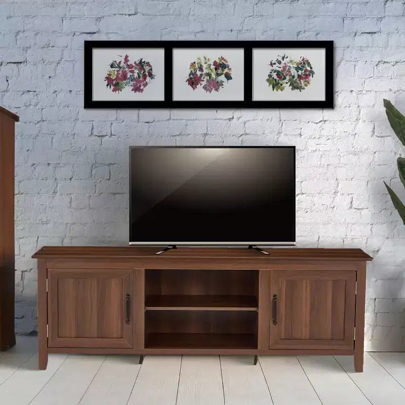 Mueble de TV Consola Mesa Almacenamiento Gabinete Centro de Entretenimiento para Cine en Casa, Dormitorio, Sala de Estar, y Soporta Televisores de Hasta 110 Libras