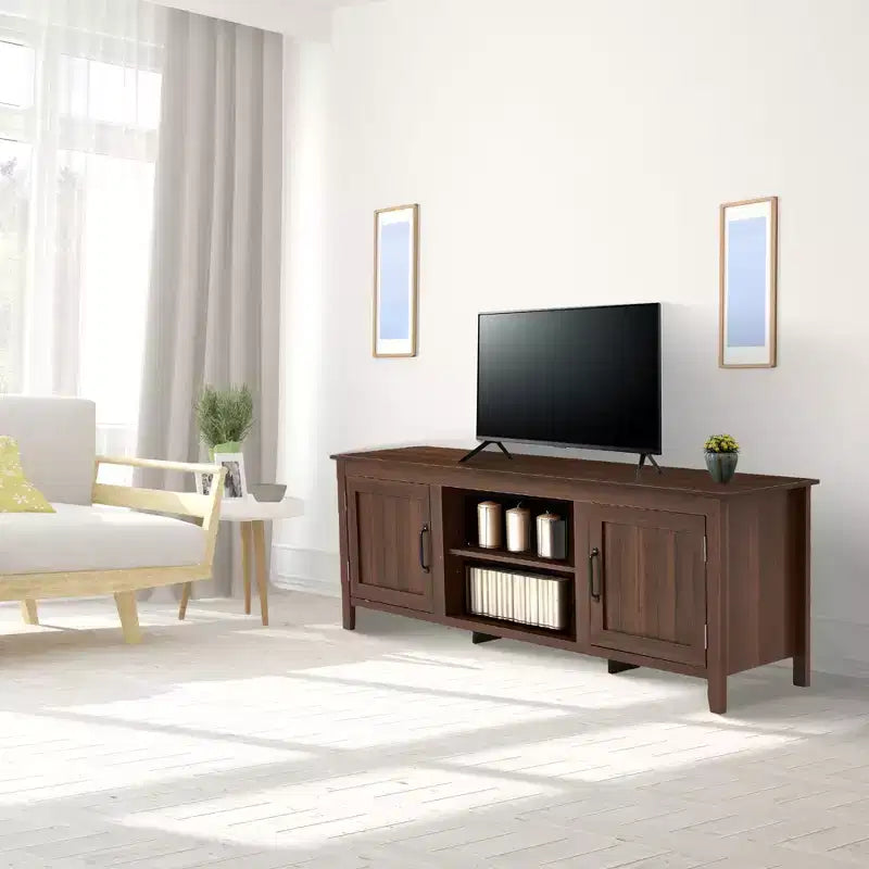 Mueble de TV Consola Mesa Almacenamiento Gabinete Centro de Entretenimiento para Cine en Casa, Dormitorio, Sala de Estar, y Soporta Televisores de Hasta 110 Libras