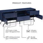 Mueble para TV miBasics Meadowgrove moderno con 3 cajones y gabinete para televisores de hasta 65 pulgadas