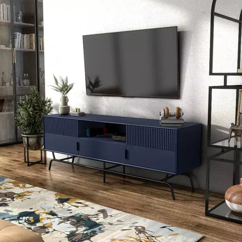 Mueble para TV miBasics Meadowgrove moderno con 3 cajones y gabinete para televisores de hasta 65 pulgadas