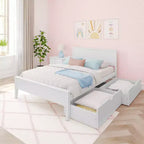 Max & Lily Full Size Bed Frame with Storage Drawers, Solid Wood Platform Bed for Kids