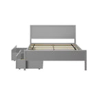 Estructura de cama matrimonial con cajones de almacenamiento, cama de plataforma de madera maciza para niños