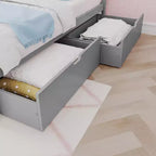 Estructura de cama matrimonial con cajones de almacenamiento, cama de plataforma de madera maciza para niños