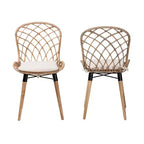 Conjunto de sillas de comedor de ratán y metal de estilo bohemio moderno Sabelle de bali & pari