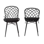 Conjunto de sillas de comedor de ratán y metal de estilo bohemio moderno Sabelle de bali & pari