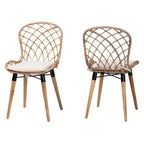 Conjunto de sillas de comedor de ratán y metal de estilo bohemio moderno Sabelle de bali & pari