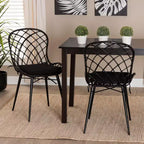 bali & pari Sabelle Modern Bohemian Rattan and Metal Dining Chair Set