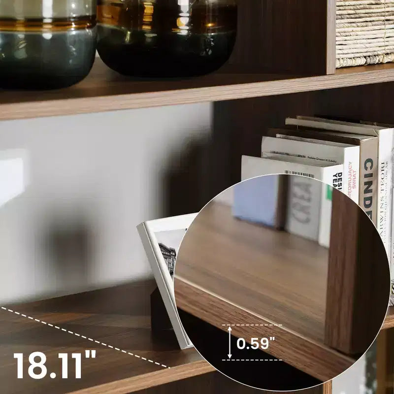 EUREKA ERGONOMIC Estantería de Madera Napa, Almacenamiento Inferior, Estantes Ajustables