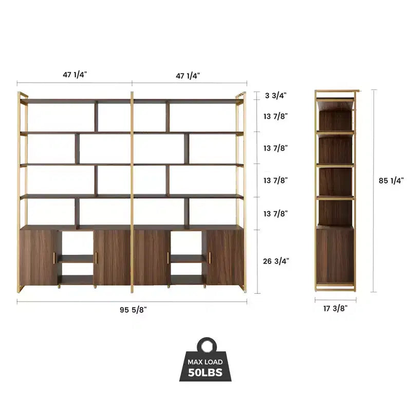 EUREKA ERGONOMIC Estantería de Madera Napa, Almacenamiento Inferior, Estantes Ajustables