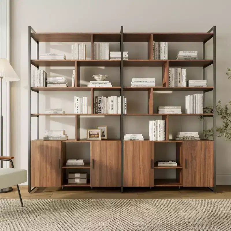 EUREKA ERGONOMIC Estantería de Madera Napa, Almacenamiento Inferior, Estantes Ajustables