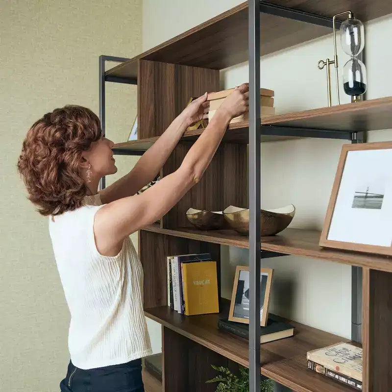 EUREKA ERGONOMIC Estantería de Madera Napa, Almacenamiento Inferior, Estantes Ajustables