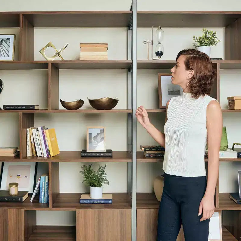 EUREKA ERGONOMIC Estantería de Madera Napa, Almacenamiento Inferior, Estantes Ajustables