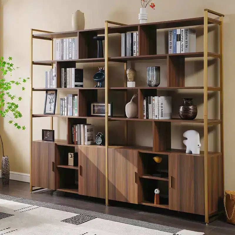 EUREKA ERGONOMIC Estantería de Madera Napa, Almacenamiento Inferior, Estantes Ajustables