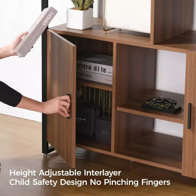 EUREKA ERGONOMIC Estantería de Madera Napa, Almacenamiento Inferior, Estantes Ajustables