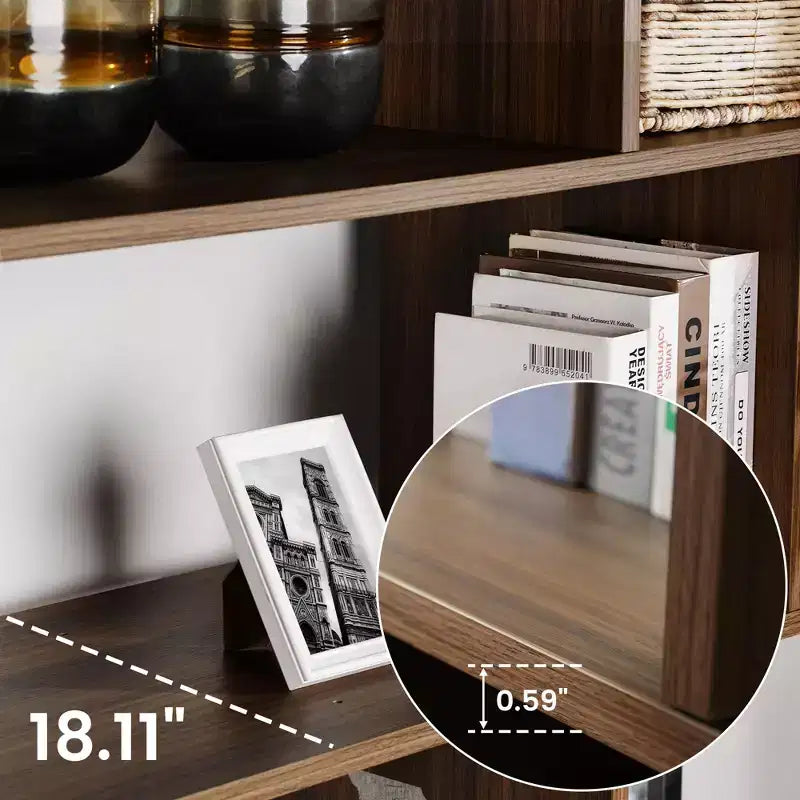 EUREKA ERGONOMIC Estantería de Madera Napa, Almacenamiento Inferior, Estantes Ajustables