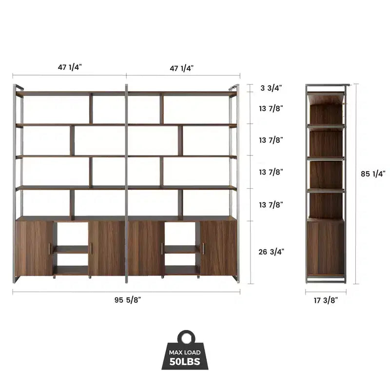 EUREKA ERGONOMIC Estantería de Madera Napa, Almacenamiento Inferior, Estantes Ajustables