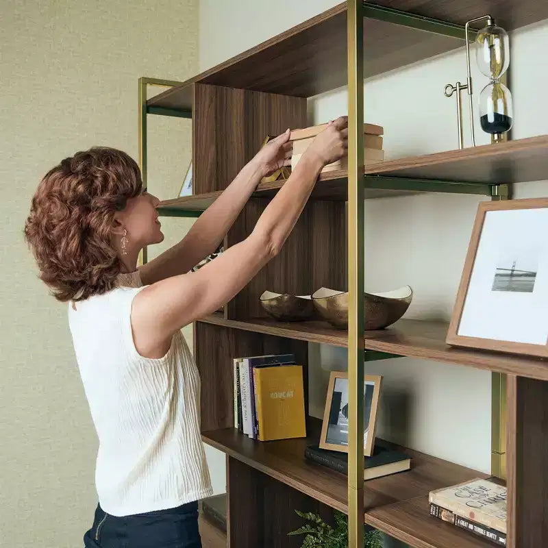 EUREKA ERGONOMIC Estantería de Madera Napa, Almacenamiento Inferior, Estantes Ajustables