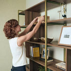 EUREKA ERGONOMIC Estantería de Madera Napa, Almacenamiento Inferior, Estantes Ajustables