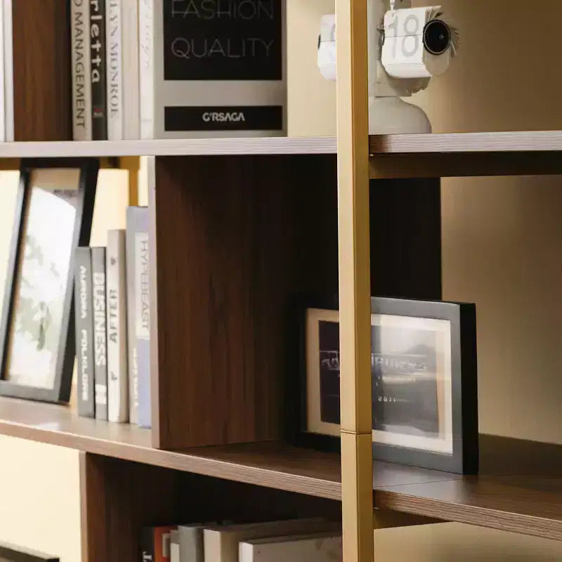 EUREKA ERGONOMIC Estantería de Madera Napa, Almacenamiento Inferior, Estantes Ajustables
